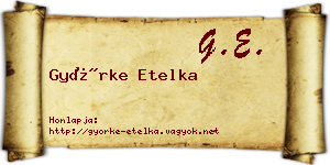 Györke Etelka névjegykártya